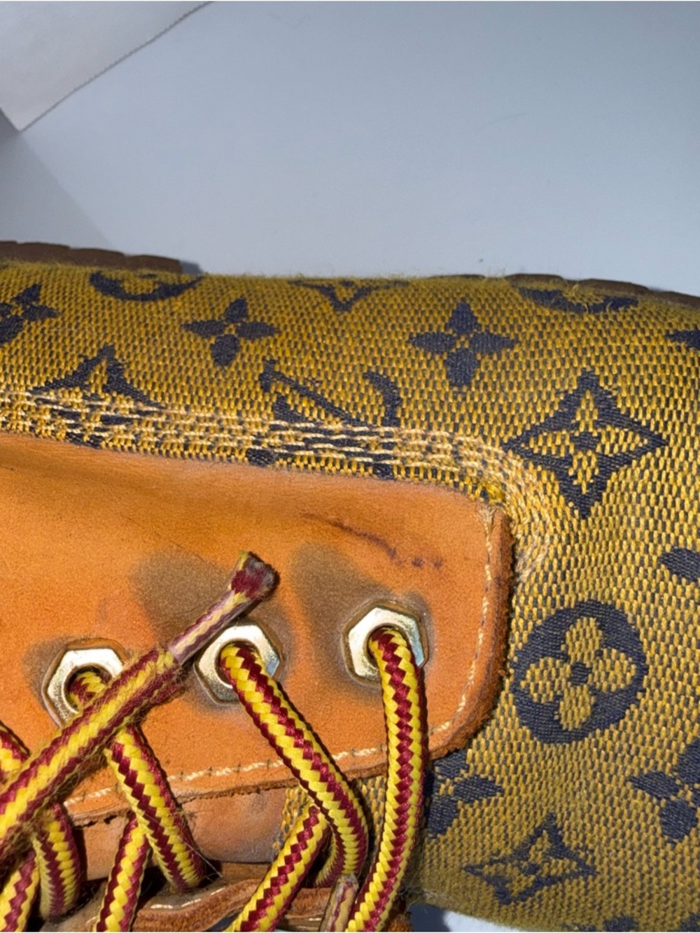 TIMBERLAND monogram collab leather high rise lace up streetwear boots 8M - Picture 7 of 9